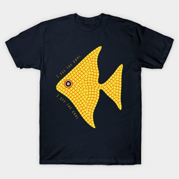 Yellow mosaic angelfish fish T-Shirt by Gerchek